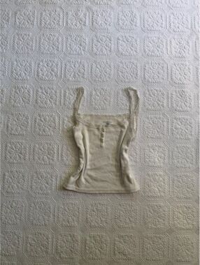 Brandy Melville  Sleeveless Ribbed Tank Top with Lace Trim